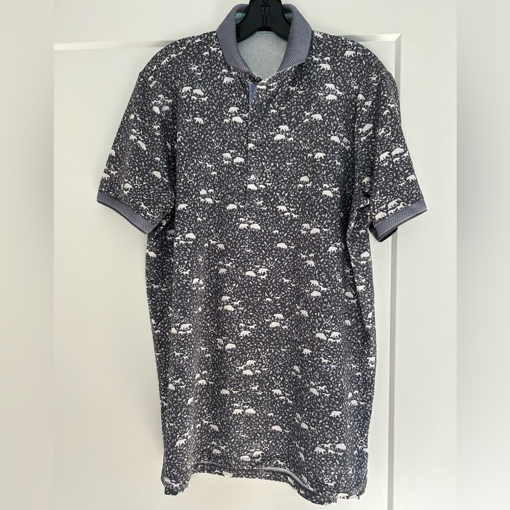 Greyson Grey pattern polo shirt (M)